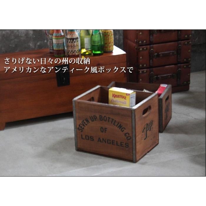 ウッドボックス L 木製 収納ボックス アンティーク木箱 AS : smack