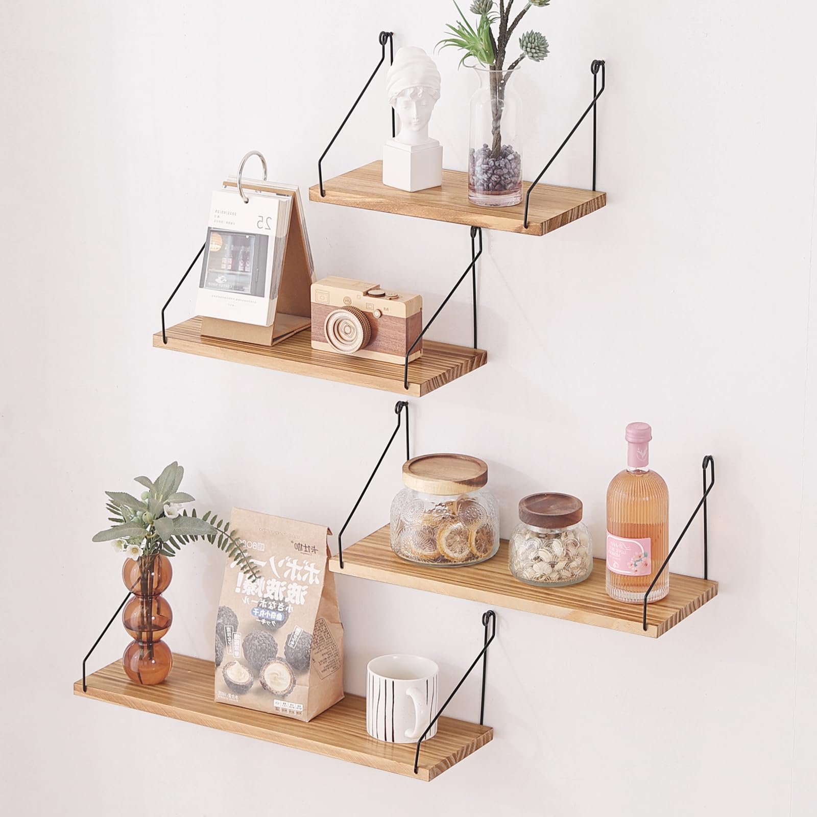 Amazon｜ウォールシェルフ 壁を傷つけない 壁に穴開けない 棚 壁を